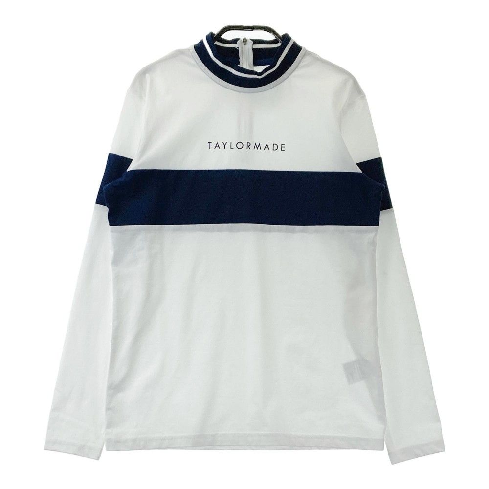 テーラーメイド ハイネックトレーナー 白×ネイビー 胸ロゴ ネックリブ