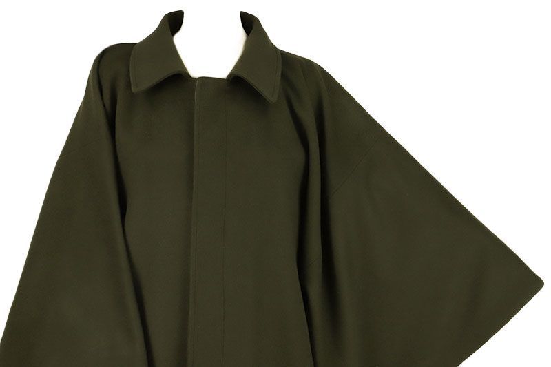 和装コート 角袖 カシミヤ混 カーキ ロング メンズ Mサイズ 着物 防寒 厳寒 秋冬 おしゃれ No 3 0714