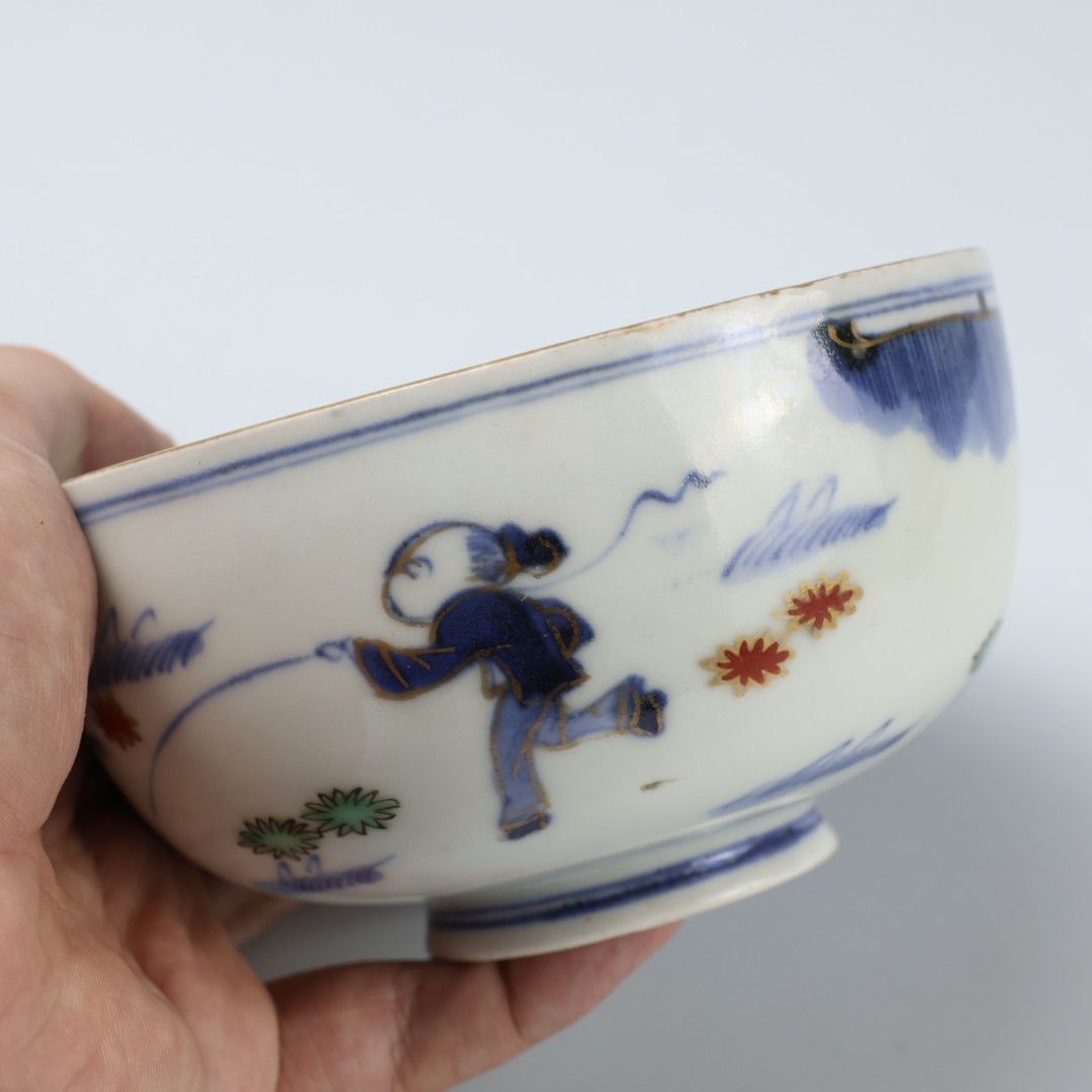 729 骨董 アンティーク 古伊万里 羽根市松図飯椀 2点組 茶碗 染付 314 色絵 染付 唐子 牛 古伊万里 伊万里焼 骨董 アンティーク 飯
