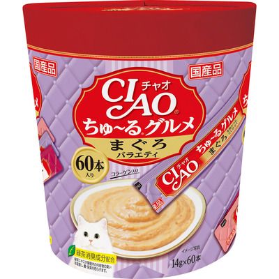 同梱不可 4個セット いなば CIAOちゅ～るグルメまぐろバラエティ14g×60本