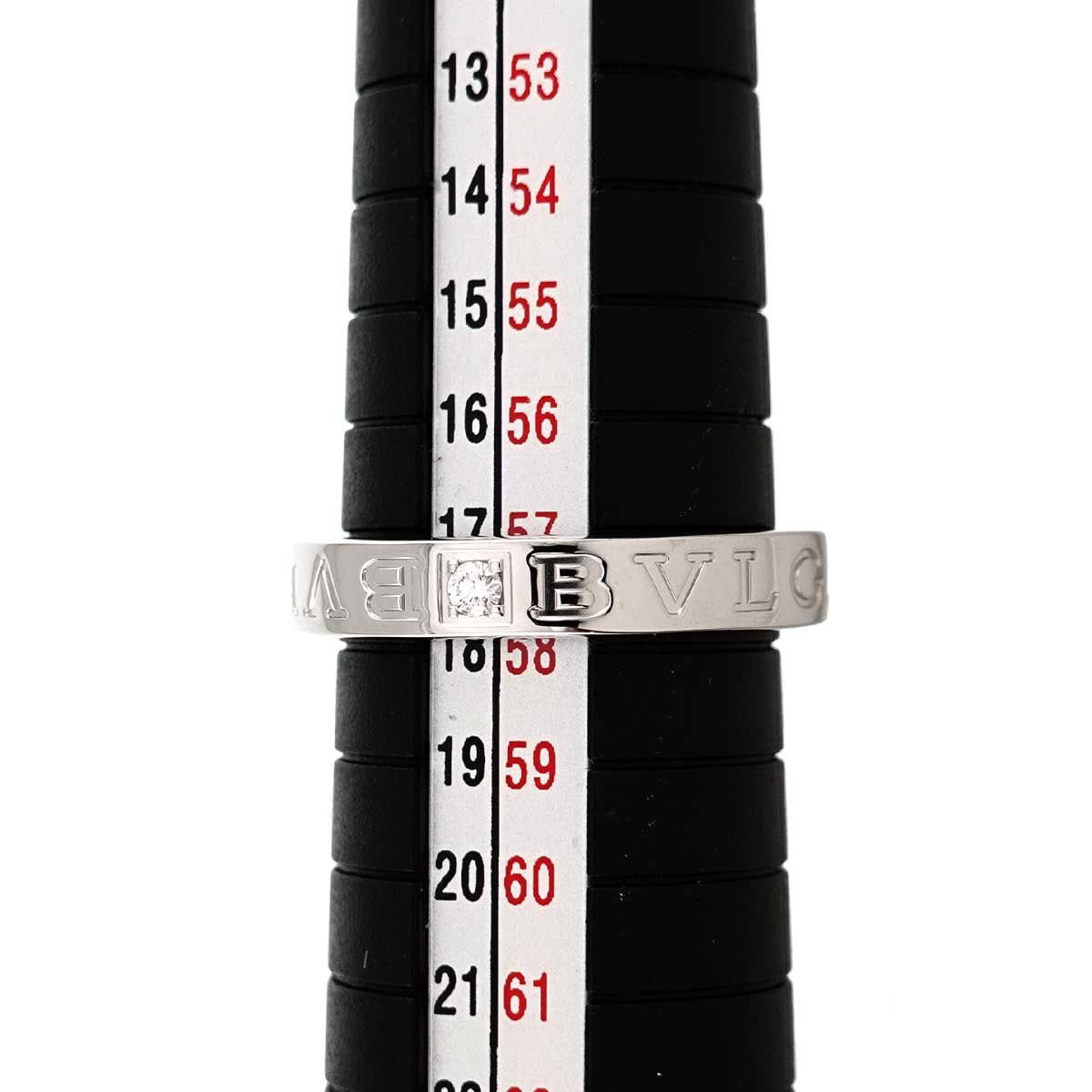 ブルガリ BVLGARI ダブル ロゴ 17.5号 リング ダイヤ 1P K18 WG