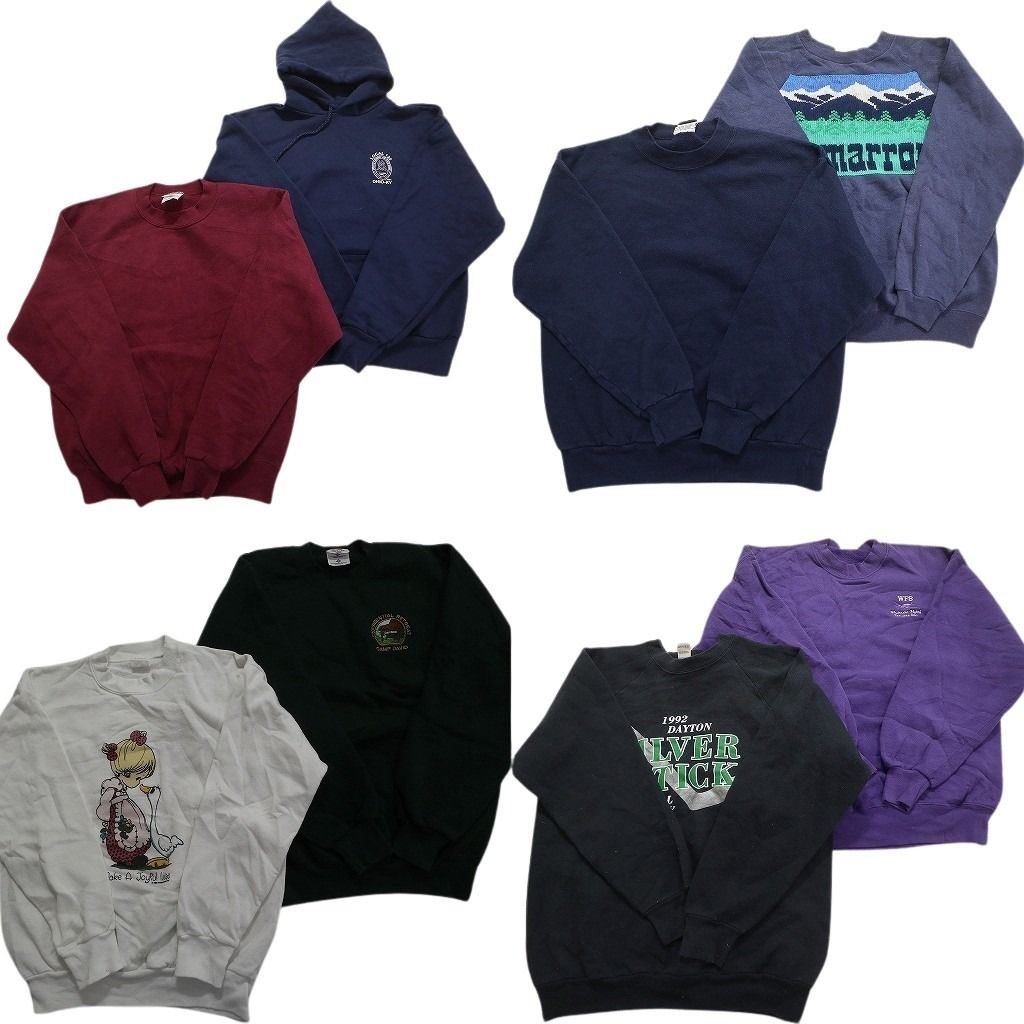 古着卸 まとめ売り USA製 スウェット 8枚セット (メンズ M /L ) 無地 ネイビー ラグラン ブラック 白 90s グリーン 中古 古着 MX6212