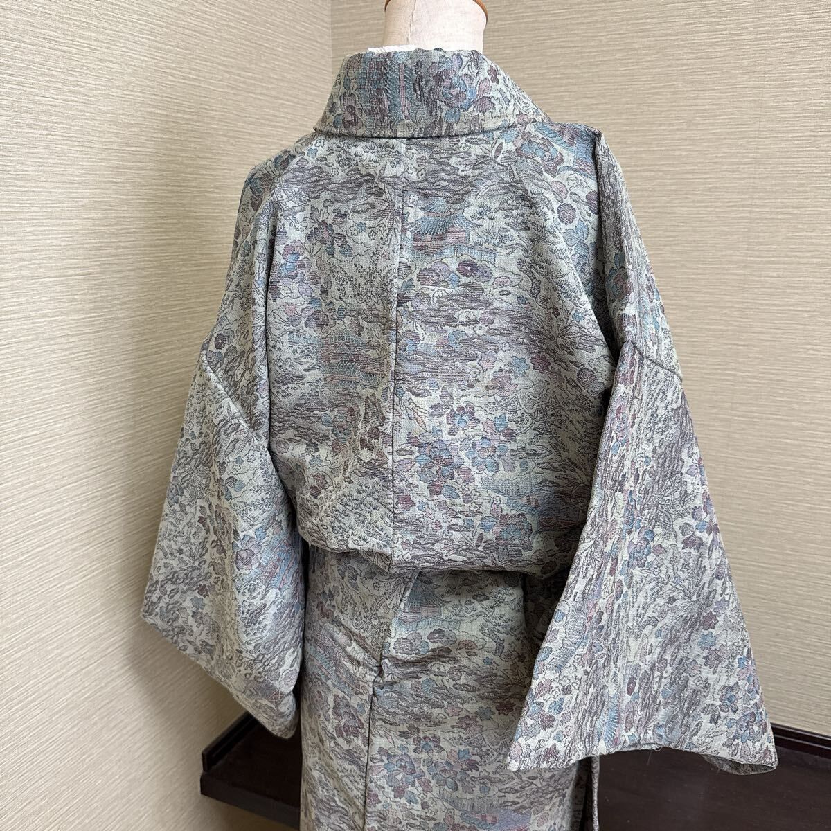 楽天市場】[ 洗える 着物 ] 江戸小紋 単衣 雪輪 銀灰色 M L き618 