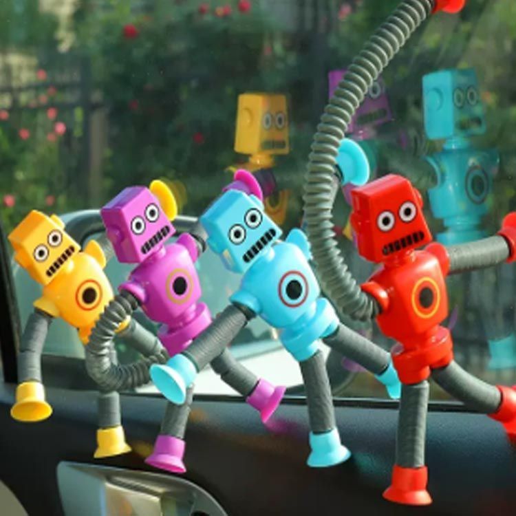 4個セット 壁も使える 知育玩具 光る 伸縮式 ロボット 吸盤 男の子
