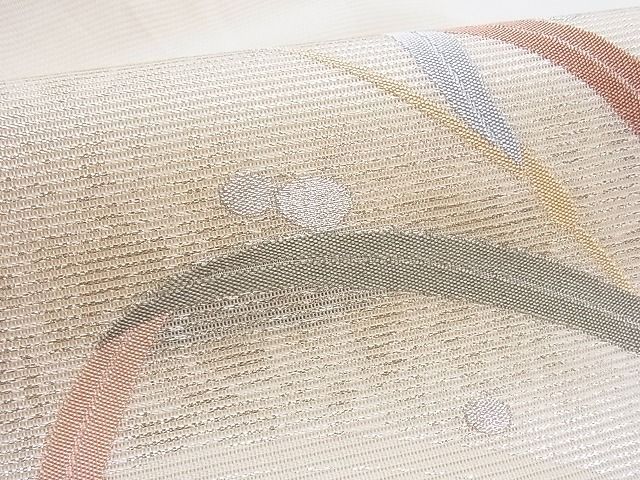 平和屋-こころ店■夏物 九寸名古屋帯 露芝文 銀糸 正絹 逸品 B-jd3194