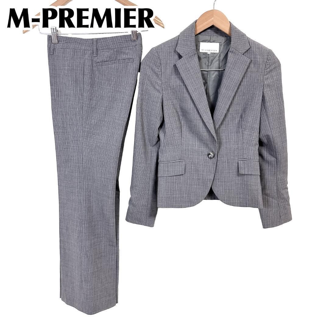 M-PREMIER レディースパンツスーツセットアップ 34 グレー