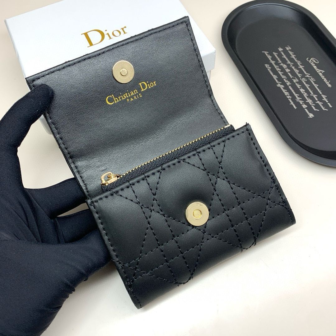 今日特価】Dior 923 ミニレディディオールウォレット, ブラック