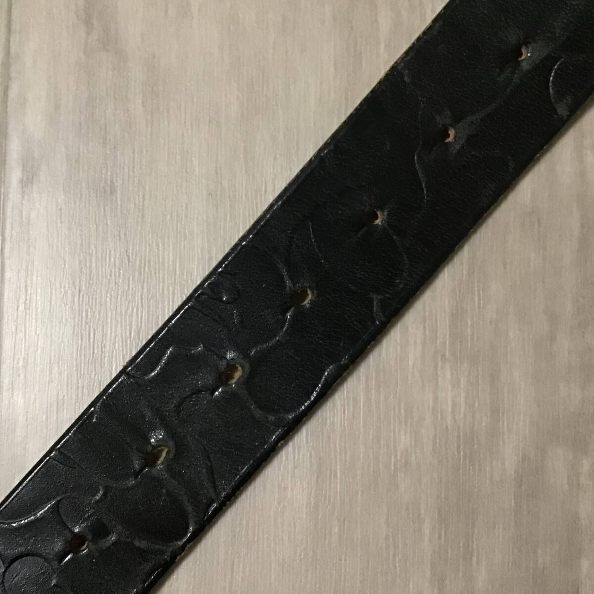 BAPE STA 型押し レザー ベルト Mサイズ ブラック a bathing ape star