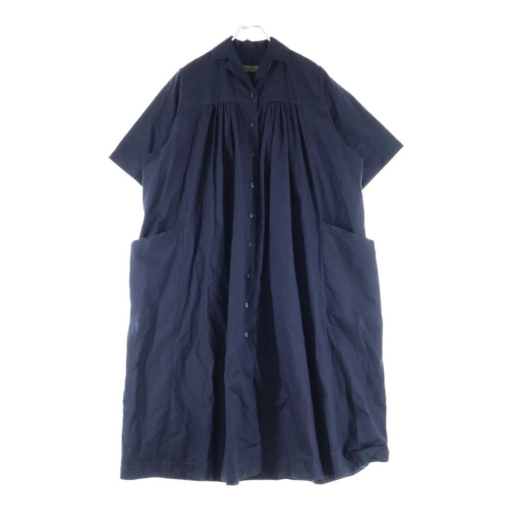 CASEY CASEY ケイシーケイシー 22AW RYTHME DRESS リズム ドレス コットンリネンオープンカラーワンピース ネイビー レディース 22FR486