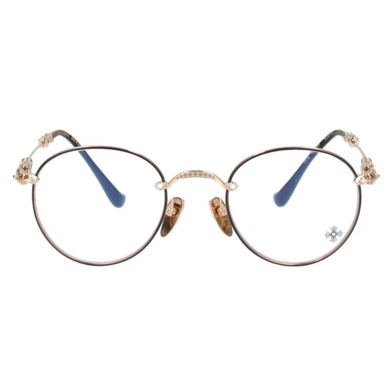 クロムハーツ BUBBA-A クロステンプルメタルフレームラウンド眼鏡  