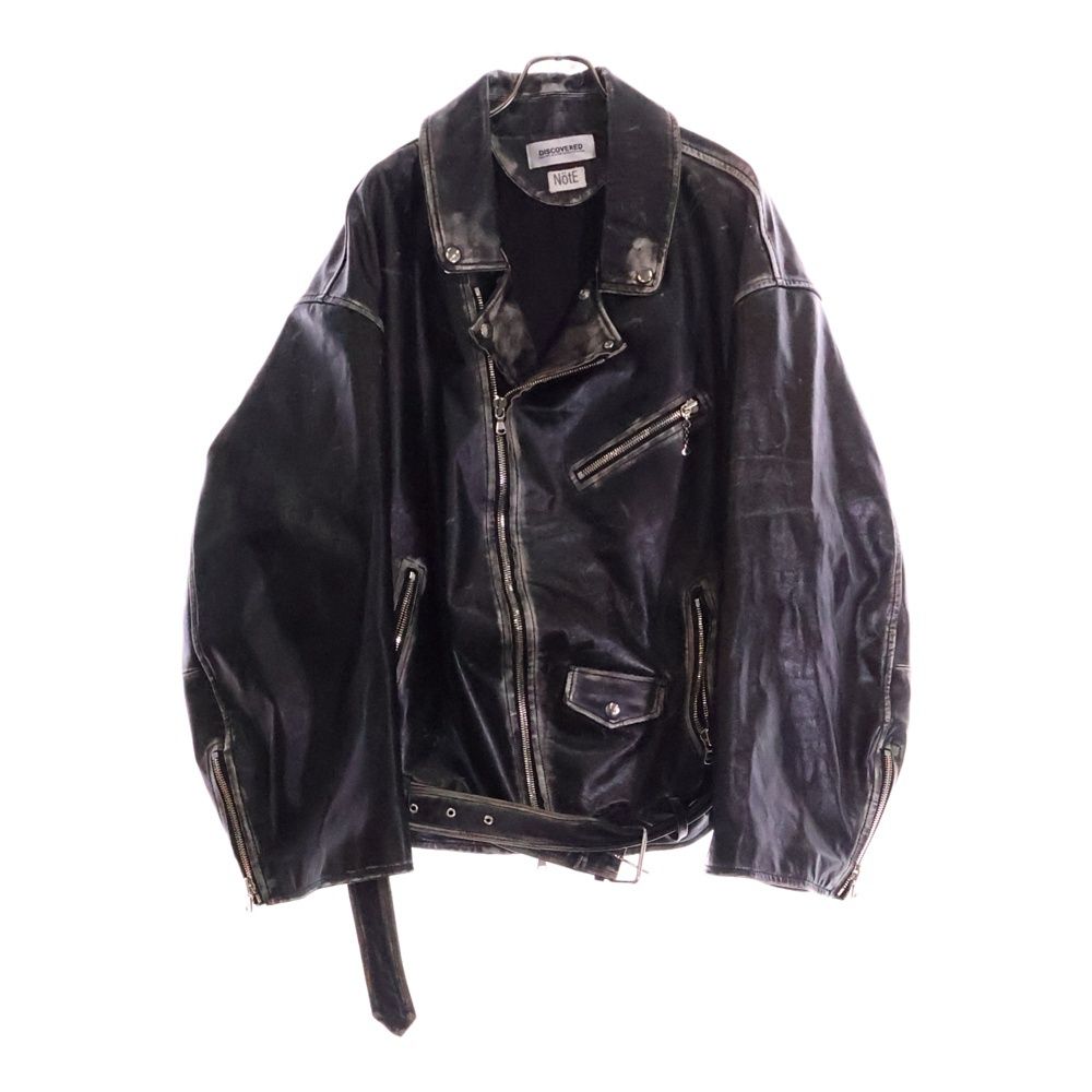 DISCOVERED ダメージ加工 ブラック ダブルライダースジャケット DISCOVERED (ディスカバード) 24AW ダメージ加工 オーバーサイズ