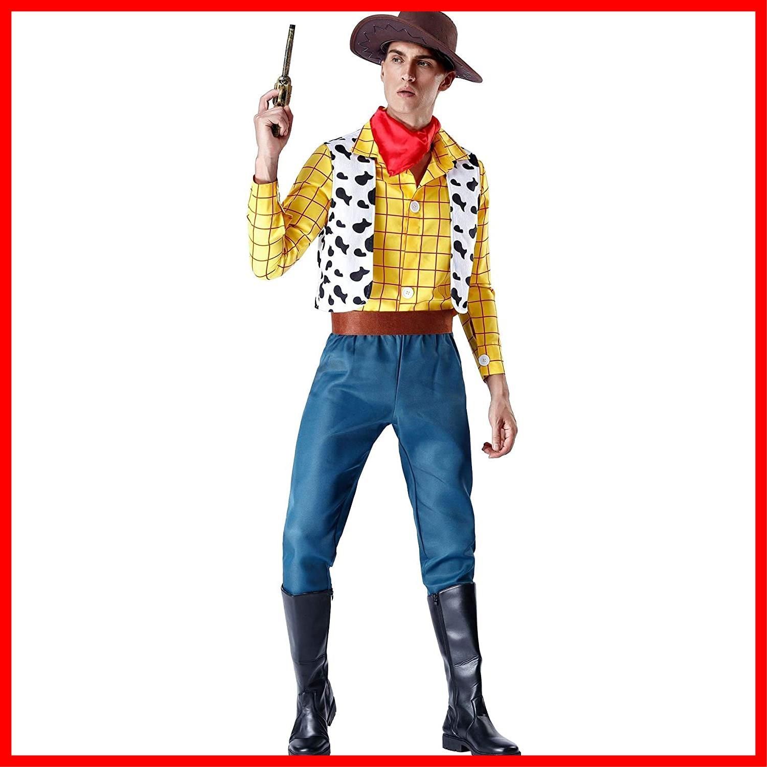 数量 大人 男性 ハロウィン トイストーリー 女性 ウッディコスチューム イベント仮装 ウッディコスプレ 帽子付き パーディ レディース 祭り メンズ カウボーイコスプレ衣装 21185 SCLYX