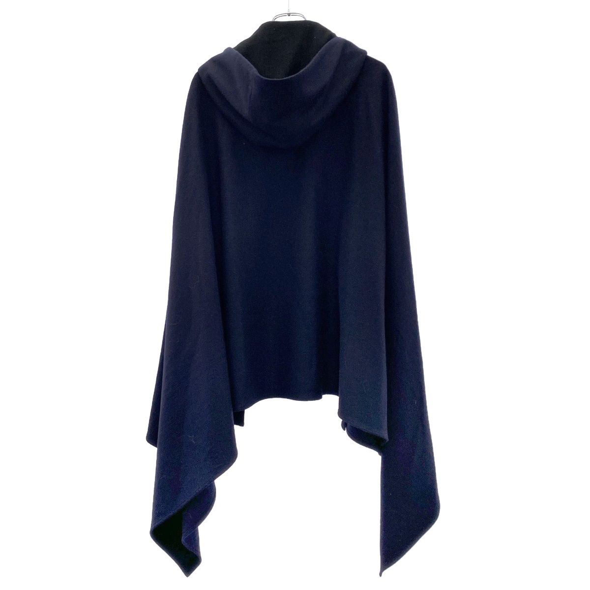 YOHJI YAMAMOTO NOIR ヨウジヤマモト プリュスノアール 15AW ウールフラノ フーデッド ケープコート ポンチョ NY-C33-113 ネイビー 1
