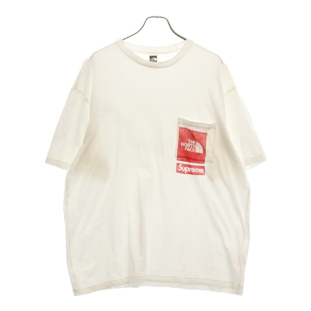 SUPREME シュプリーム 23SS ×THE NORTH FACE Printed Pocket Tee ザ ノースフェイス ポケット ロゴプリント 半袖Tシャツカットソー ホワイト NT02309I