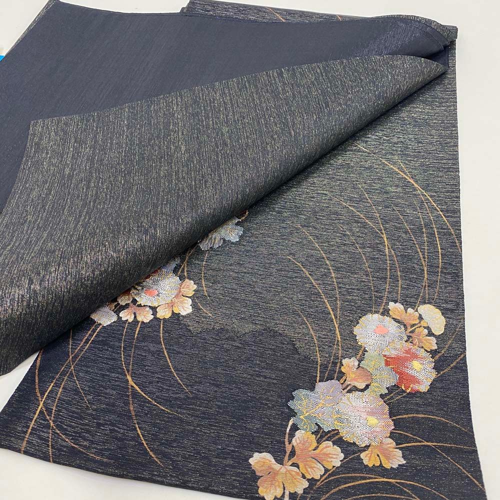 袋帯】刺繍 金 黒 ポイント柄 色無地 訪問着 付け下げ 中古 礼装 正絹