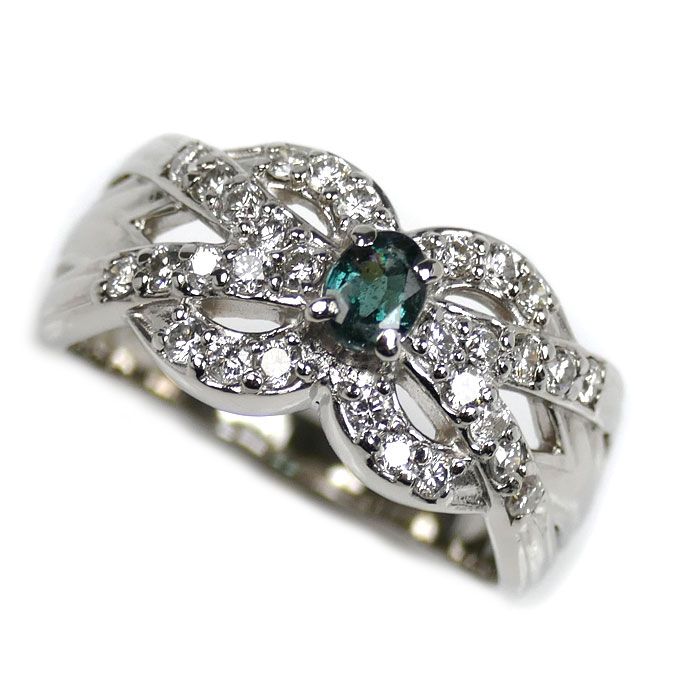Pt900プラチナ リング 指輪 アレキサンドライト0.25ct ダイヤモンド0.50ct 12号 9.0g レディース