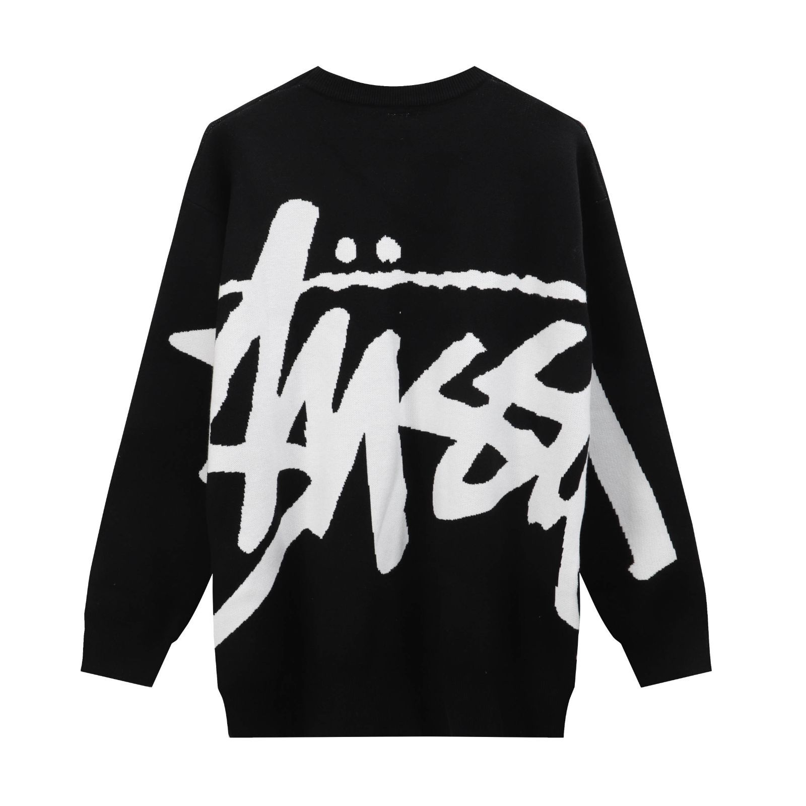 Stussy 総柄ラージロゴモノグラムジャカードニットクルーネックジャンパー