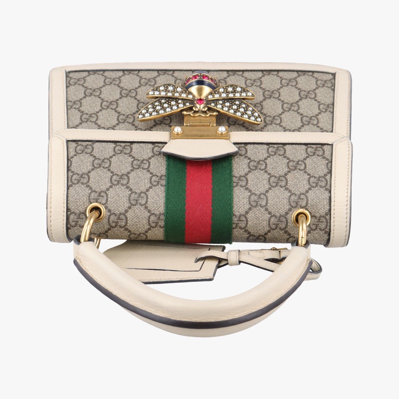 マーガレットホワイト×ベージュ×レッド×グリーンPVCコーティングキャンバス×レザー476541C026827724