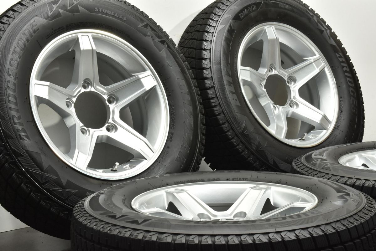 バリ溝 5本スポーク 15in 5.5J 5 PCD139.7 ブリヂストン ブリザック DM-V2 195 80R15 ジムニーシエラ ジムニーノマド スタッドレス
