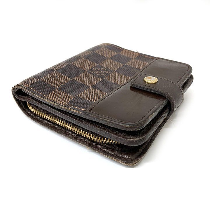 ルイヴィトン　ダミエ柄財布 【used品】 訳アリ】ルイ ヴィトン 財布 ダミエ 2つ折財布 コンパクトジップ
