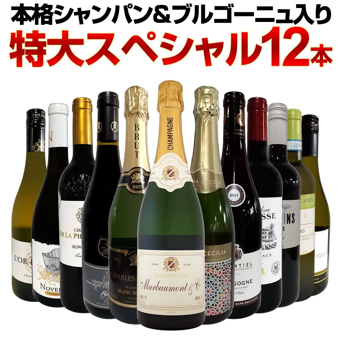 第49弾！本格シャンパン＆ブルゴーニュ入り！特大スペシャル12本セット！