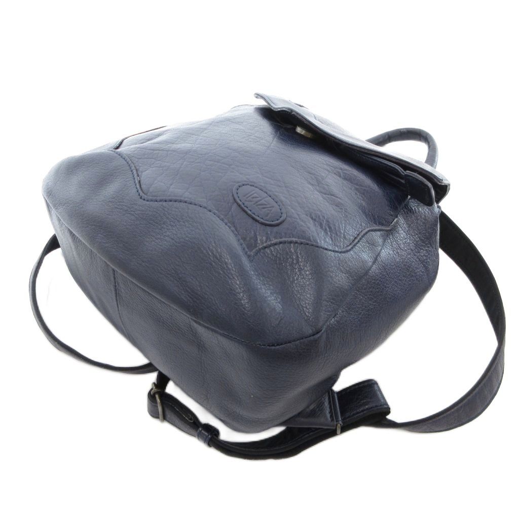 イビサ IBIZA リュックサック デイバッグ 巾着 ロゴ レザー 紺