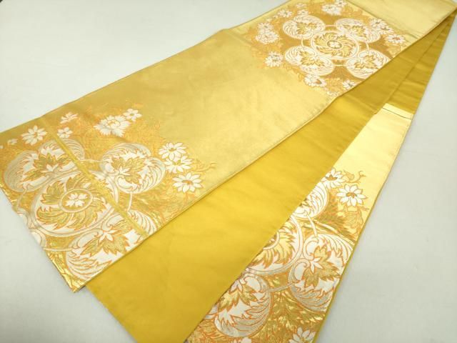 平和屋着物○西陣 川島織物 六通柄 本袋帯 花丸文 金銀糸 正絹 逸品