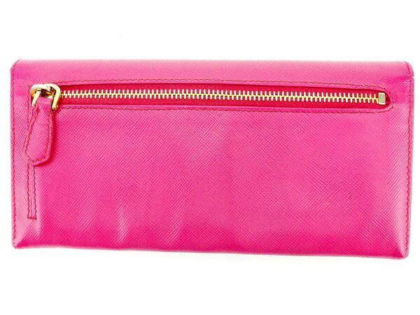 プラダ 長財布 財布 ファスナー付き長財布 ロゴ ピンク×ゴールド