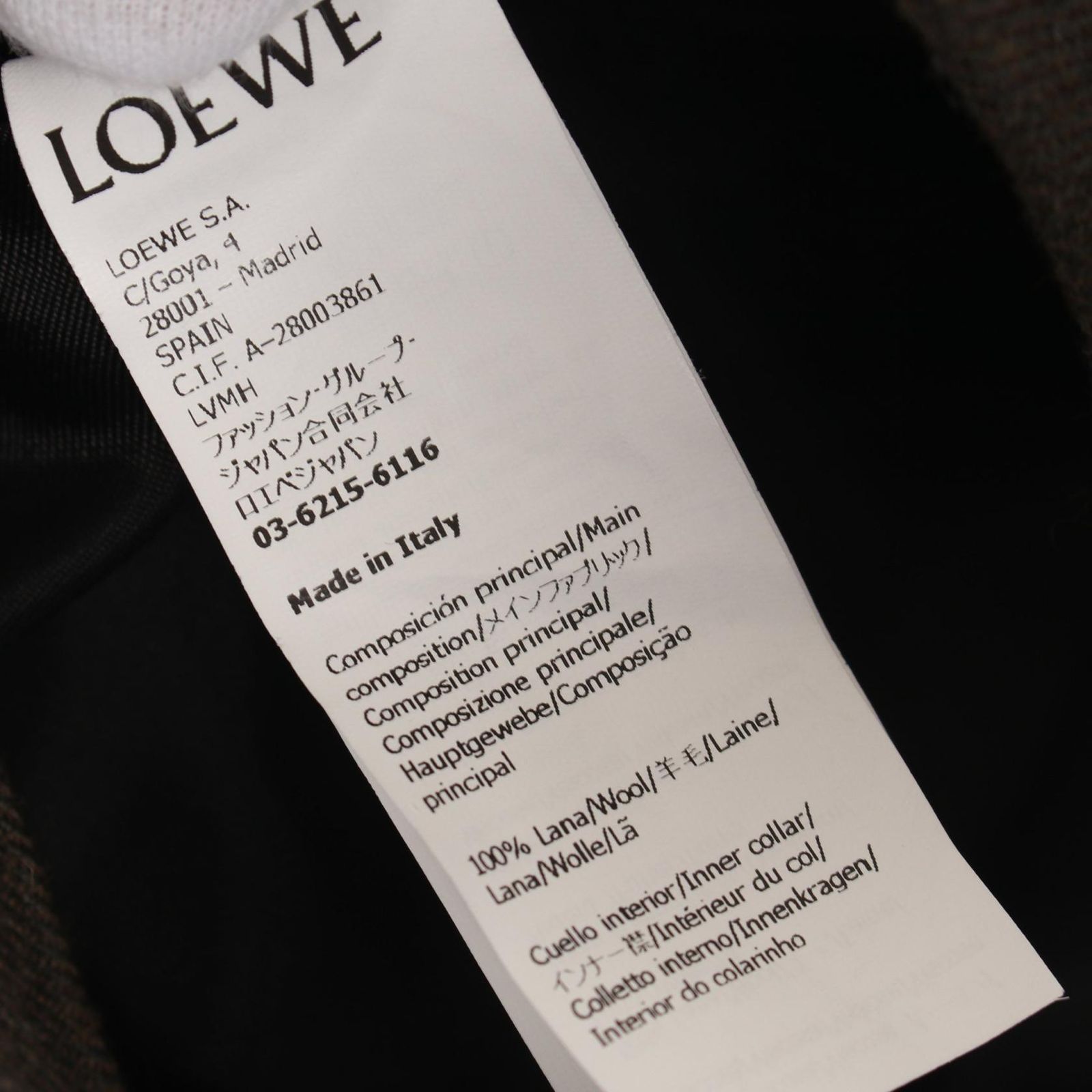LOEWE - ロエベ LOEWE テーラードジャケット 衣料品 アウター ウール レディース カーキ系 S540Y03XAO667538 【新品】 ロエベ LOEWE テーラードジャケット S540Y03XAO667538 ブラウン系