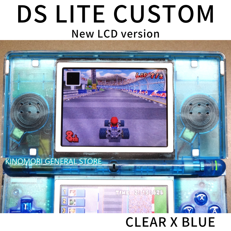 DS LITE CUSTOM CLEAR X BLUE NEW LCD Ver