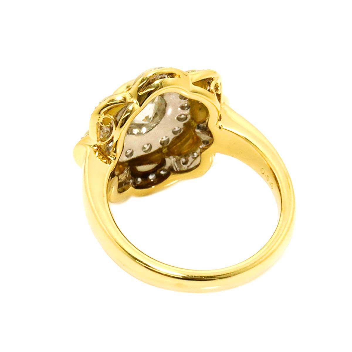リング 12.5号 ダイヤ 1.033ct/0.44ct シェル K18 YG イエロー