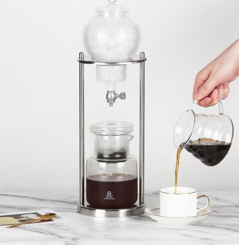 シルバー 600mlコールドブリュードリップ コーヒーポット コーヒーメーカー 水出しコーヒー カフェ