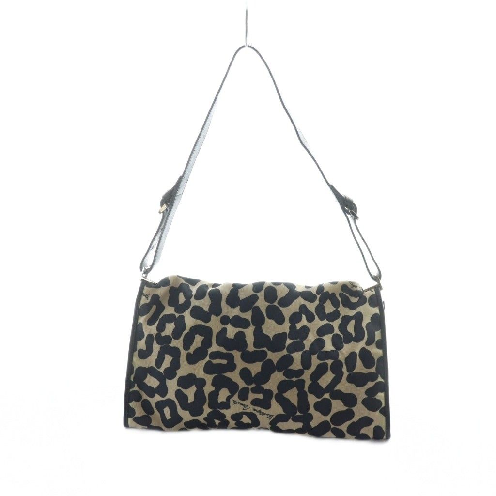 ボッテガヴェネタ BOTTEGA VENETA ヴィンテージ ショルダーバッグ 斜めがけ アニマル レオパード ヒョウ柄 総柄 レザー ナイロン キャンバス ベージュ 黒 ブラック GY11 MQ