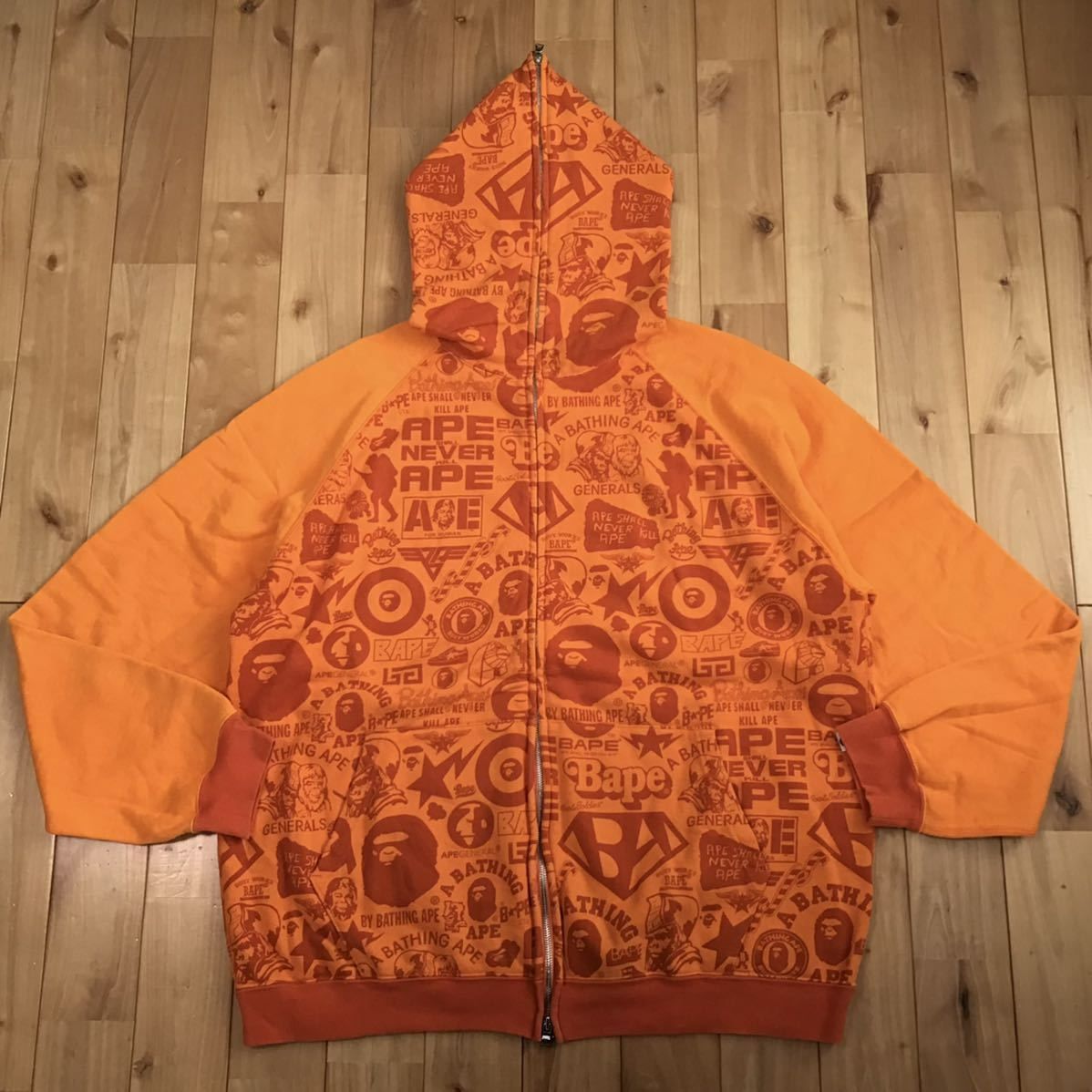 ☆XL☆ BAPE mix logo フルジップ パーカー Orange a bathing ape full