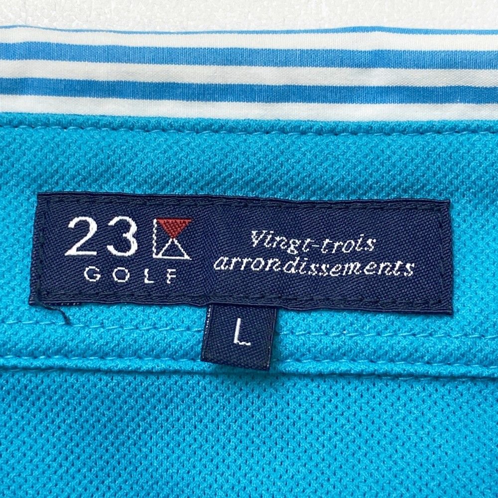 サイズ：L 23区GOLF ニジュウサンクゴルフ  半袖ポロシャツ  ブルー系 [240101378957] ゴルフウェア メンズ ストスト サイズ：L 23区GOLF ニジュウサンクゴルフ 半袖ポロシャツ