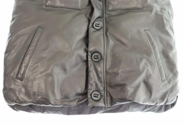 ✨希少✨wjk ラムレザー ダウン 黒　羊革 高品質ラムレザー ライダースジャケット メンズ レザー