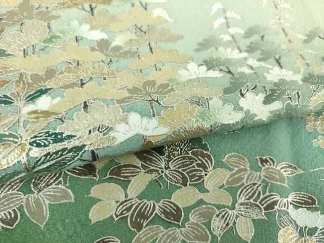 平和屋着物○訪問着 水辺風景花文 暈し染め 金銀彩 正絹 逸品