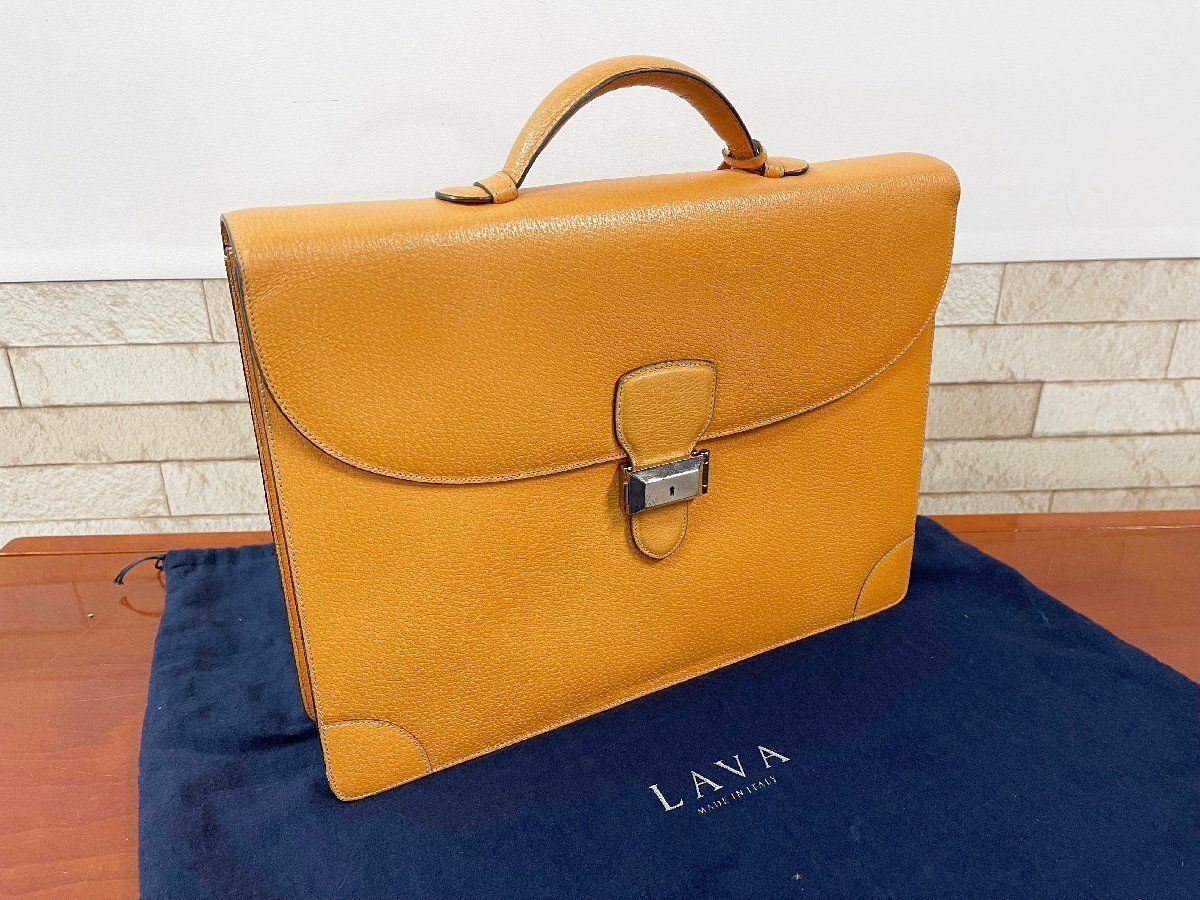 イタリア製 LAVA ラバ ブリーフケース ビジネスバッグ 書類鞄 カバン 本革 レザー オレンジ メンズ 紳士用 他275