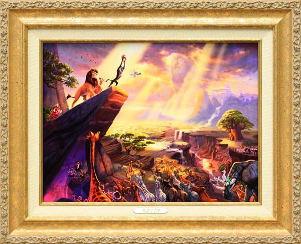 ディズニー/トーマス キンケード「ライオンキング」作品証明書 展示用フック付キャンバスジークレ 発送目安15～20営業日