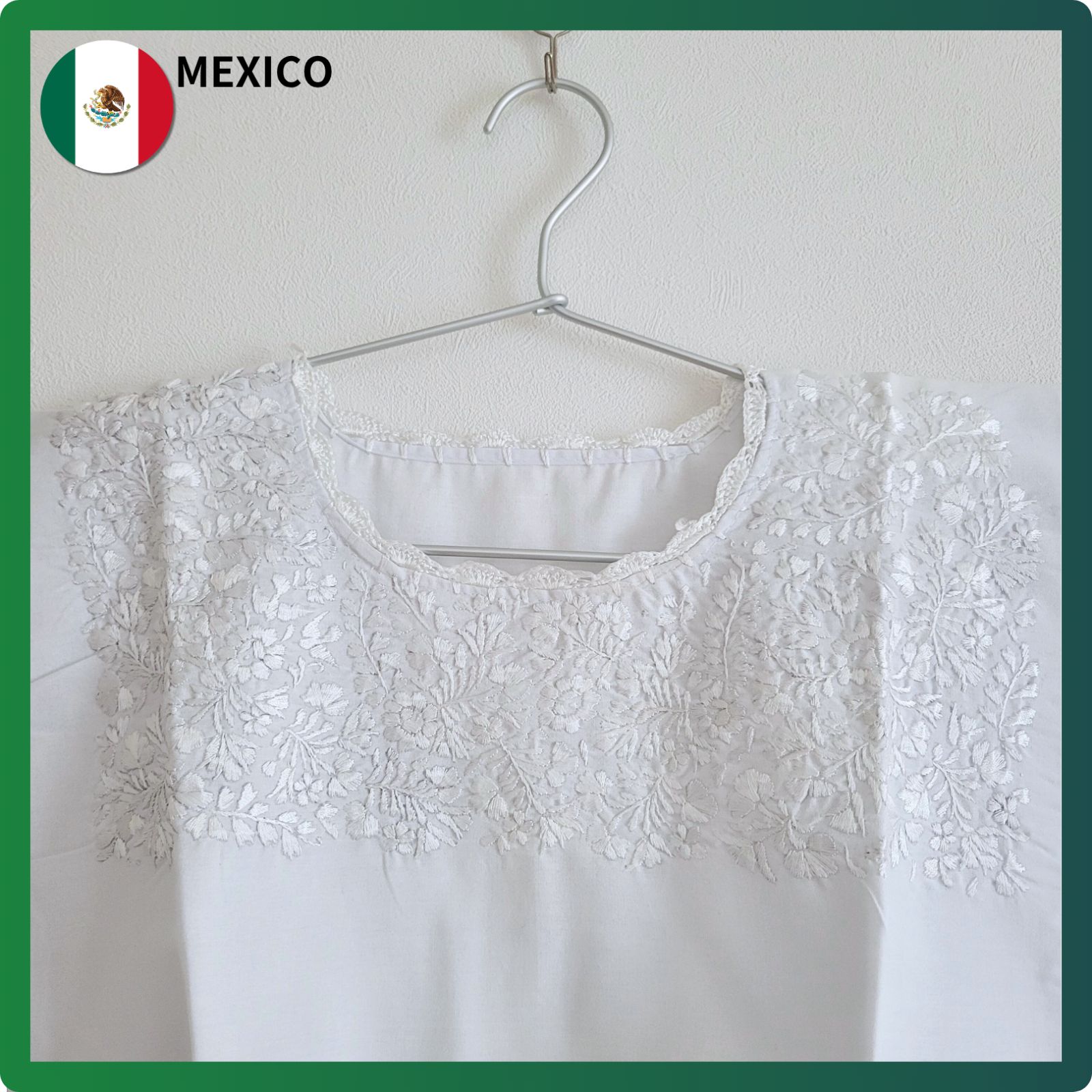 在庫1点限り・新古品】メキシコ 手刺繍 ブラウス ノースリーブ 手縫い 