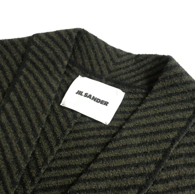 ジルサンダー JIL SANDER 22AW オーバーサイズ ウールカーディガン セーター 長袖 46 カーキ/ブラック J21GP0012 国内正規