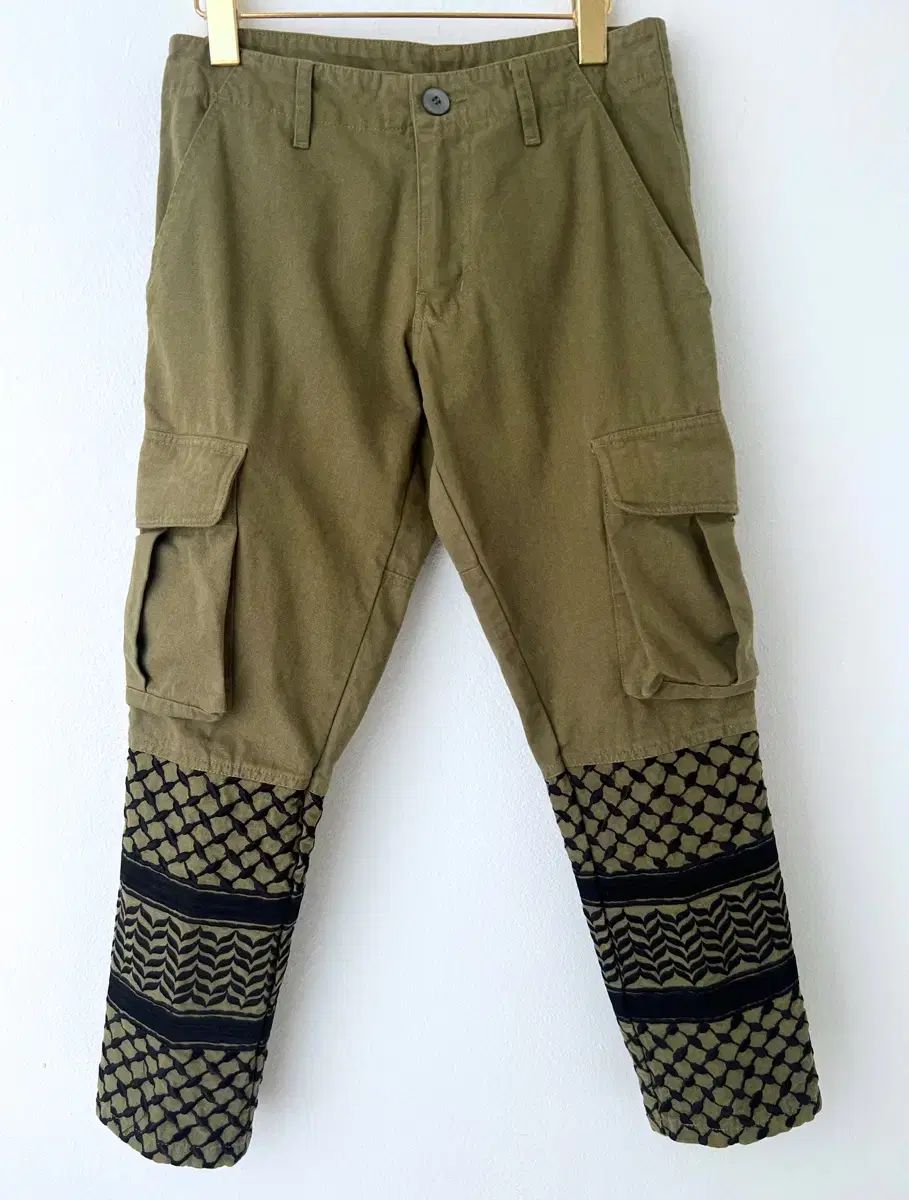 S KTZ コクーン インベストメント カーキ 刺繡 ポケット カーゴ コットン パンツ