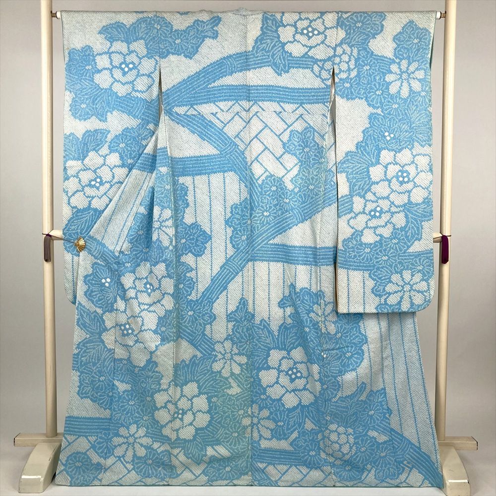 平和屋着物□谷崎潤一郎の世界 振袖 駒刺繍 束ね熨斗花鳥文 暈し