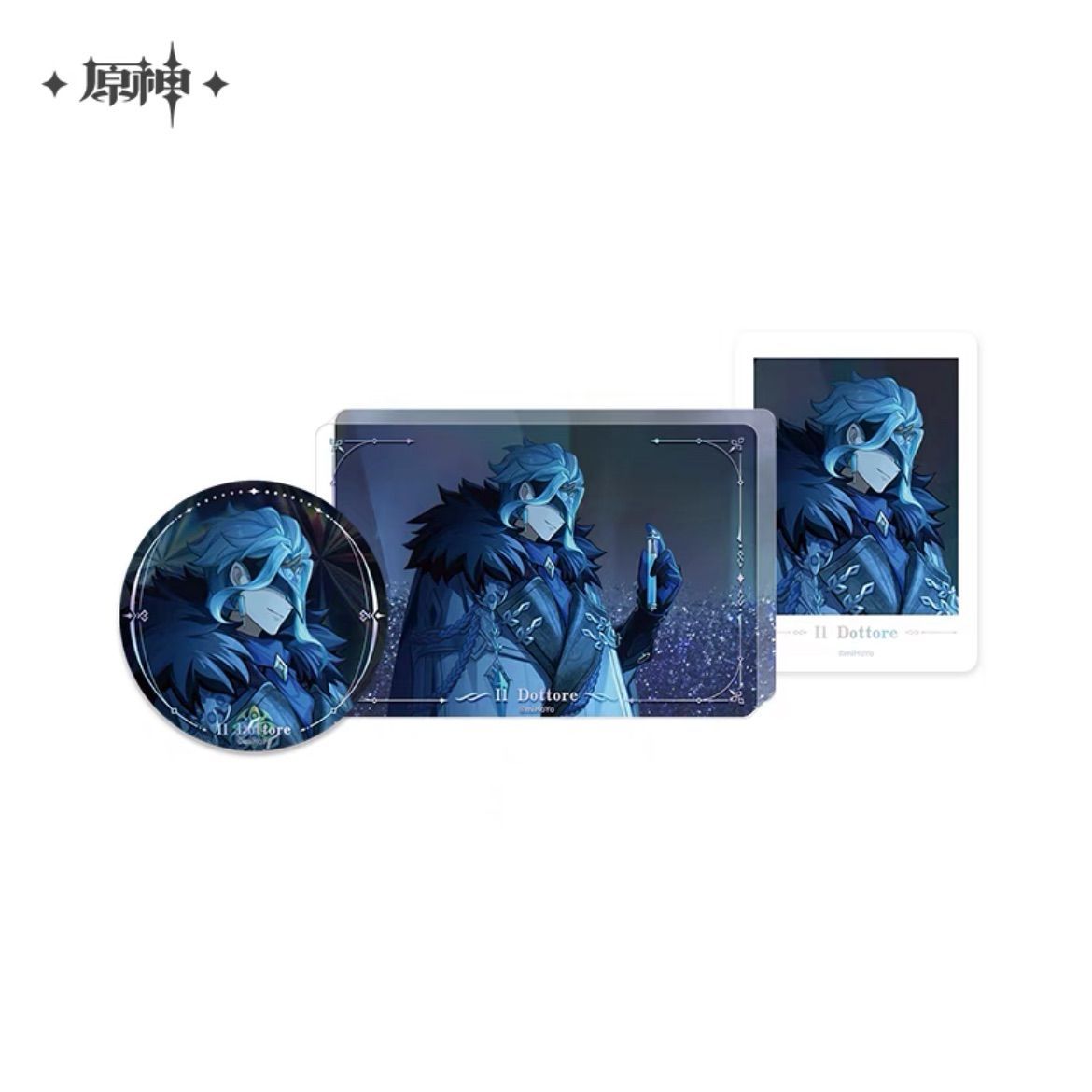 原神・公式 缶バッジ＆アクリルブロック＆フォトカード（冬夜愚戲）3点