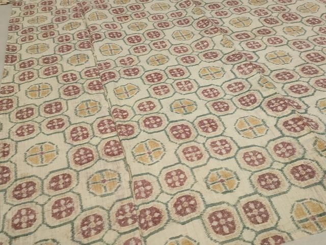 平和屋着物＊夏物 本場小千谷ちぢみ 亀甲花文 麻 逸品 AABB8650st