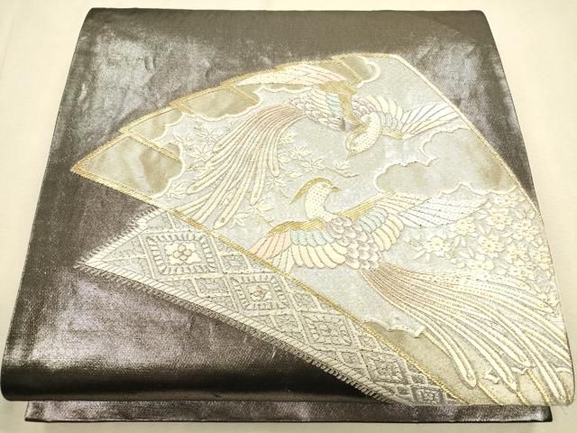 袋帯 組紐に桜の花模様 金糸 振袖 O-4733