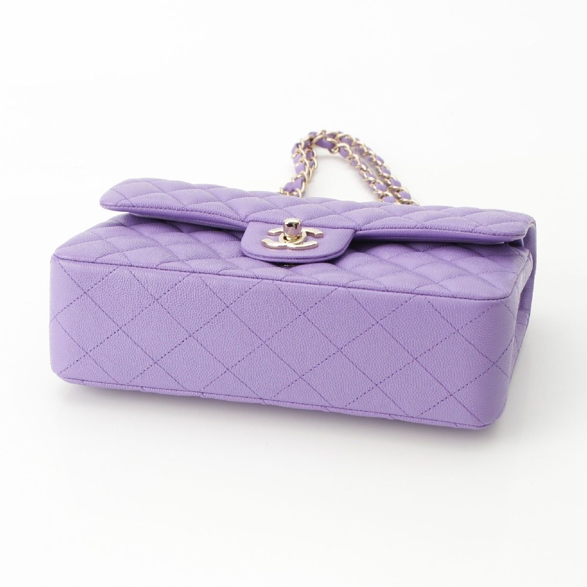 CHANEL シャネル【極美品】ダブルフラップ マトラッセ キャビアスキン 紫 シャネル マトラッセ キャビアスキン ダブルフラップ ダブルチェーン