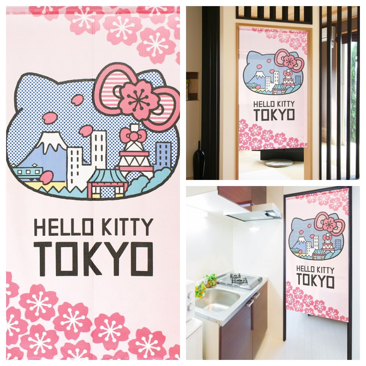 サンリオ　ハローキティ　レースのれんレトロ ハローキティ のれん レトロカラー 85×150cm HELLO KITTY レースのれん