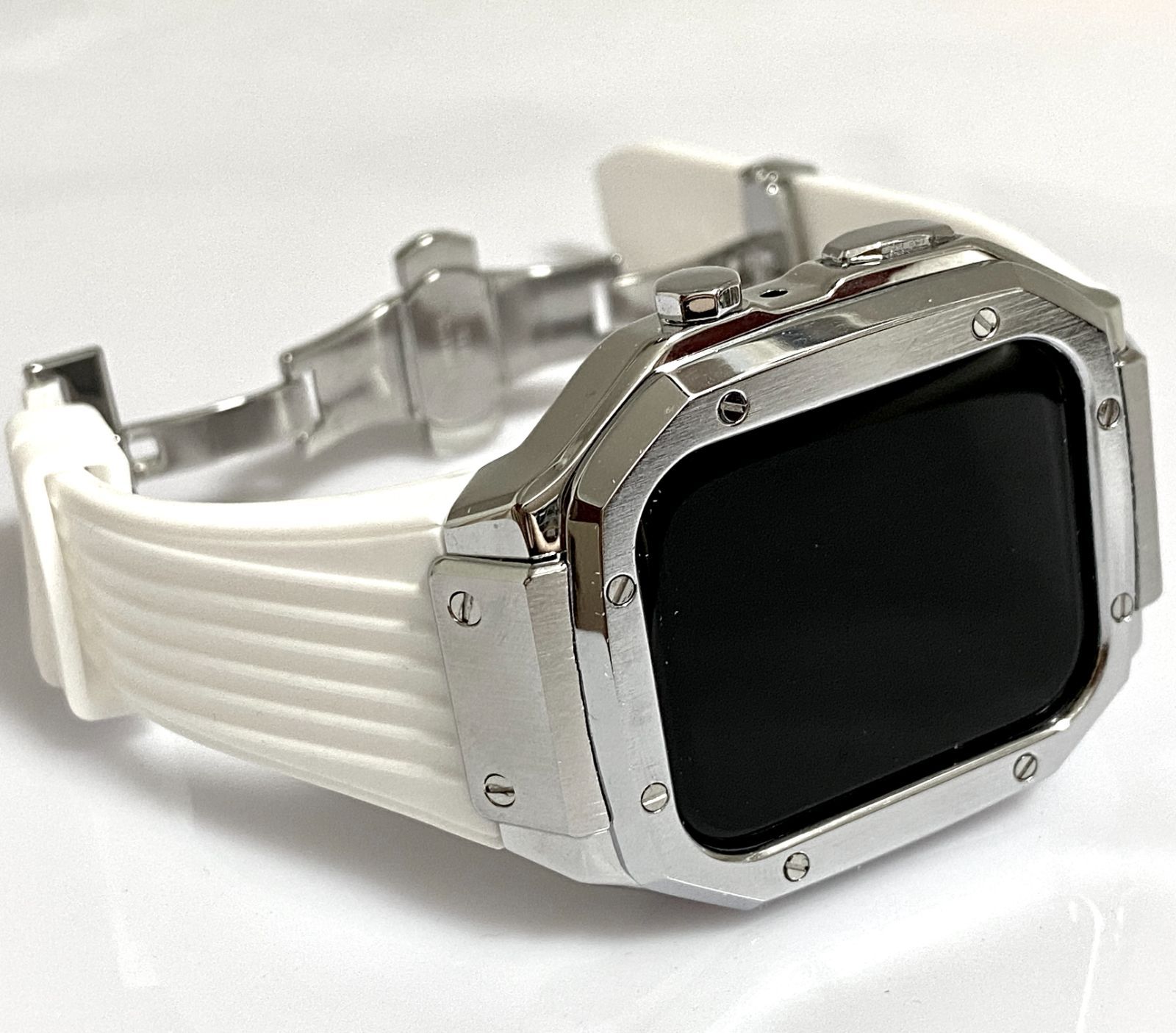 Apple Watch  ラバー　バンド　ケース　アップルウォッチ　シルバー シルバー/Apple Watch ラバー バンド ケース アップルウォッチ