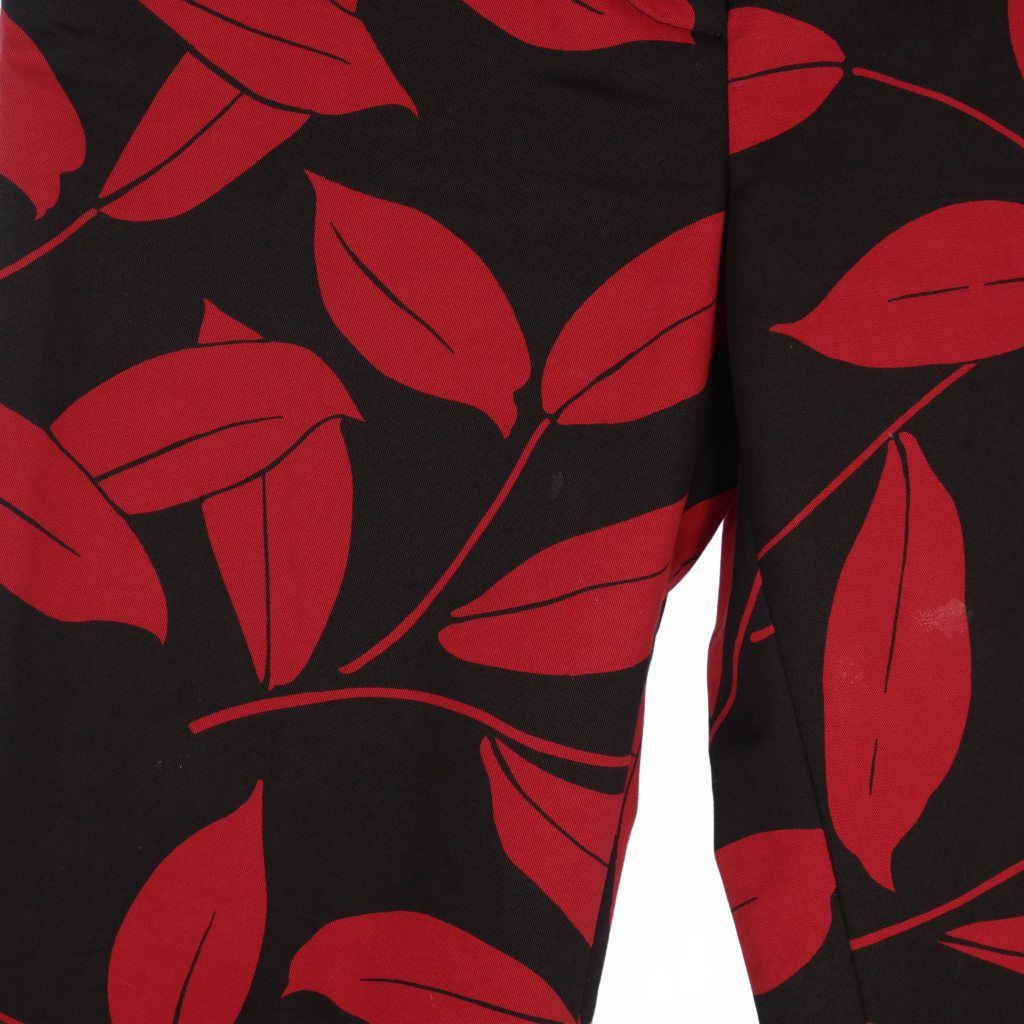 マルニ MARNI リーフプリント コットン リネン ワイドパンツ 38 黒 赤  